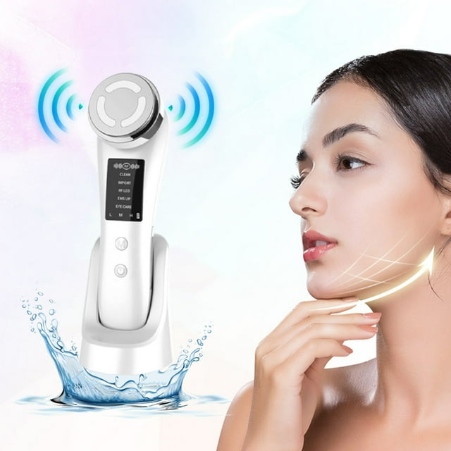 Puntoco Dispositivo de estiramiento facial con luz LED para el cuidado de la piel de las mujeres, dispositivo de belleza con 5 modos