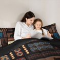 thumbnail image 4 of Castle Fairy Rustic Jungle Animal Bear Queen Comforter Set 3 Pieces,Bohemian Aztec Tribal Plaid Comforter Sets Queen,Sepia Red Blue,Black Reversible,1 Comforter and 2 Pillowcases, 4 of 6