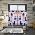 thumbnail image 4 of Yayeee Kitchen Curtains Tier Pair Light Filtering 27"x36" Rod Pocket Short Cafe Window Panel, Purple Halloween Pumpkin, 4 of 7