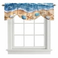thumbnail image 2 of Abstract Blue Tie Up Valances Curtain, Adjustable Kitchen Beach Starfish Seashell Sand Ocean Waves Valances for Windows Decor, Rod Pocket Short Curtains Set for Bedroom/Bathroom, 42"x18", 2 of 9