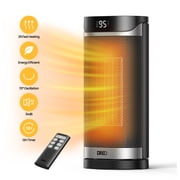 DREO 14'' Space Heaters for Home, 1500W Electric Heater with 2s Fast Heating, Energy Efficient, 70° Oscillation, Remote Control, 3 Heat Levels, 34dB Quiet Operation for Inside Use, Office, Black