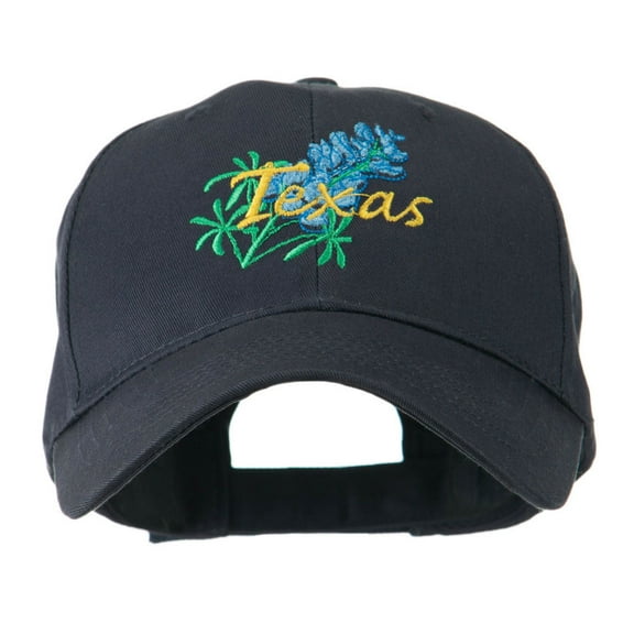 USA State Flower Texas Bluebonnet Embroidered Cap - Navy OSFM