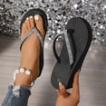 thumbnail image 6 of Xijirk Women's Rhinestone Platform Thong Sandals Sparkly Summer Footwear for Beach & Events,6.5, 6 of 8