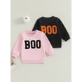 thumbnail image 3 of Toddler Kids Little Boy Girl Halloween Sweatshirt 0 6 12 24 Months 2T 3T 4T 5T Letter Embroidery Crew Neck Long Sleeve Pullover Tops for Fall Winter, 3 of 9