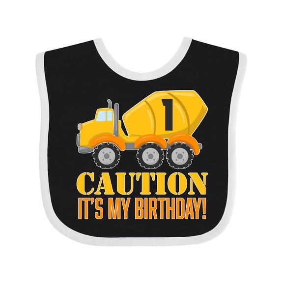 Inktastic 1st Birthday Construction Truck Cement Mixer Boys or Girls Baby Bib