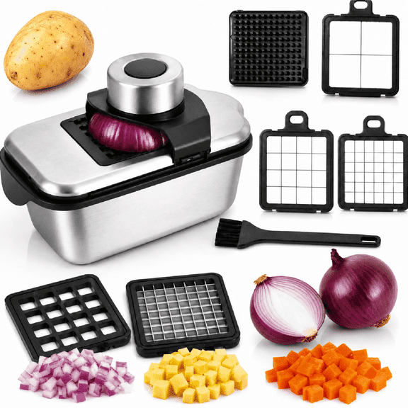 Vegetable Chopper, 9-in-1 Food Veggie Chopper Cutter with Container | 9 Sharp Blades Dice, Slice, Shred and Grate for Salads, Onions and Meal Prep