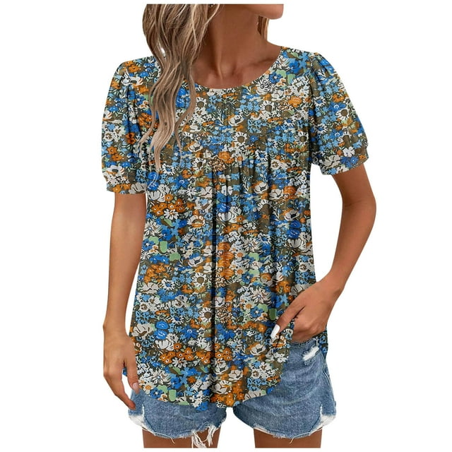 Économies en Liquidation! BEFOKA Hauts Grande Taille pour Femmes en Liquidation, Blouse Décontractée d'Été T-shirt pour Femmes, Manches Courtes à Col Rond pour Printemps et Été