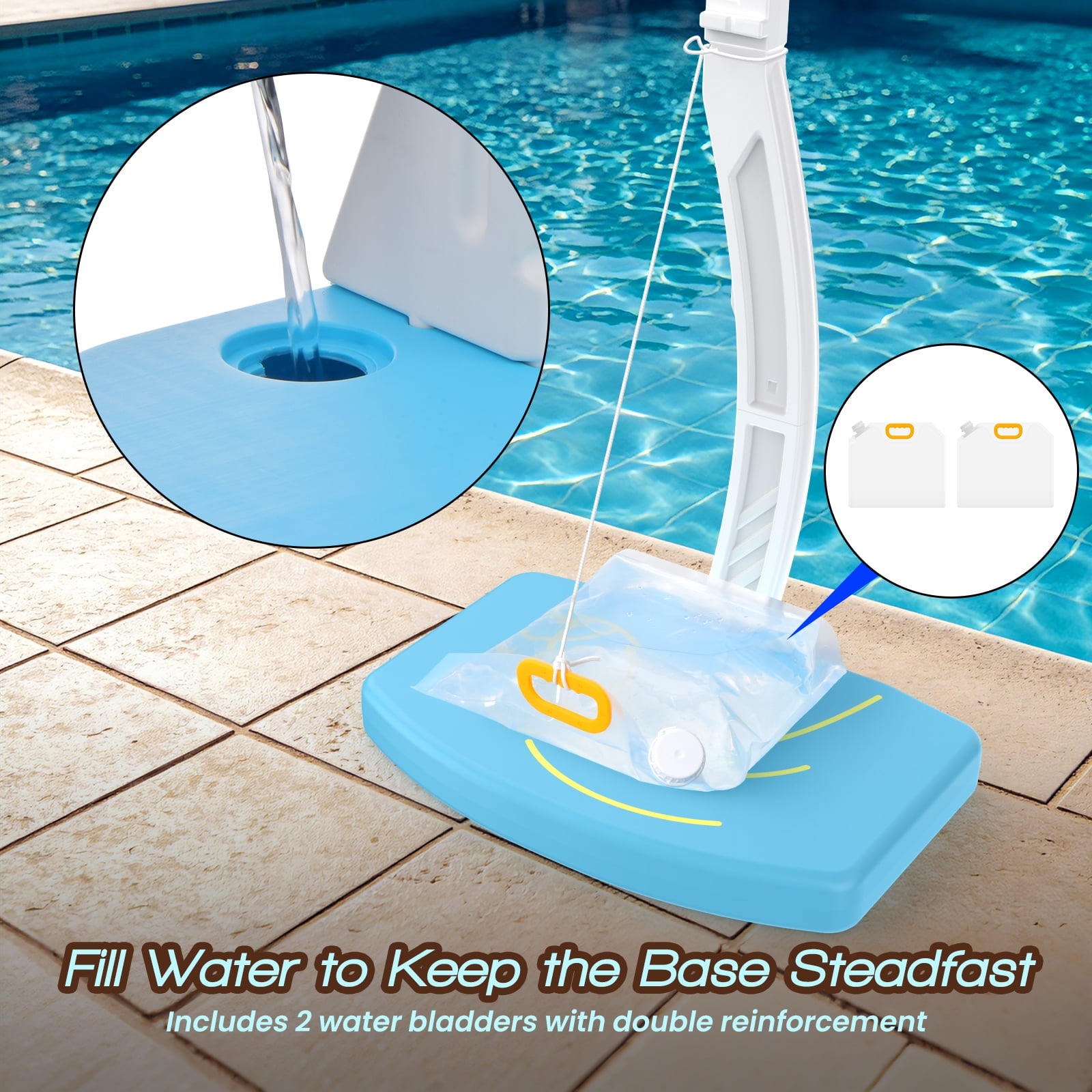 COLIKES Pool Basketball Hoop Poolside and Volleyball Set 2-in-1,  Adjustable Volleyball Net for Pool, Water Basketball Goal, Sports Toy Games for Adults, Teens, Inground, Swimming