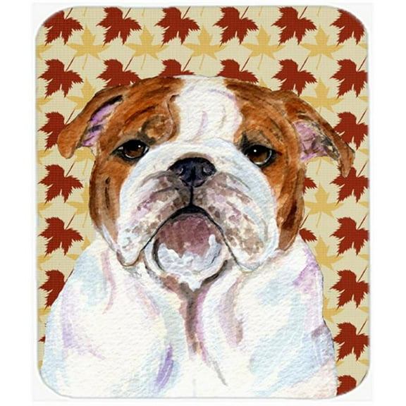 Bulldog English Fall Leaves Portrait Mouse Pad, Hot Pad Or Trivet