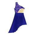 thumbnail image 4 of MSemis Women's One Shoulder Lace Lyrical Worship Praise Dance Costume Blue L, 4 of 6