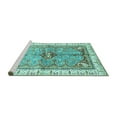 thumbnail image 2 of Ahgly Company Machine Washable Indoor Rectangle Geometric Turquoise Blue Traditional Area Rugs, 5' x 7', 2 of 4