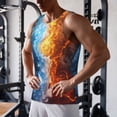 thumbnail image 5 of Gukieu Red And Blue Flame Waves Print Men's Quick Dry Fitness Vest, Round Neck Sleeveless Fitness Bodybuilding Top-Small, 5 of 7