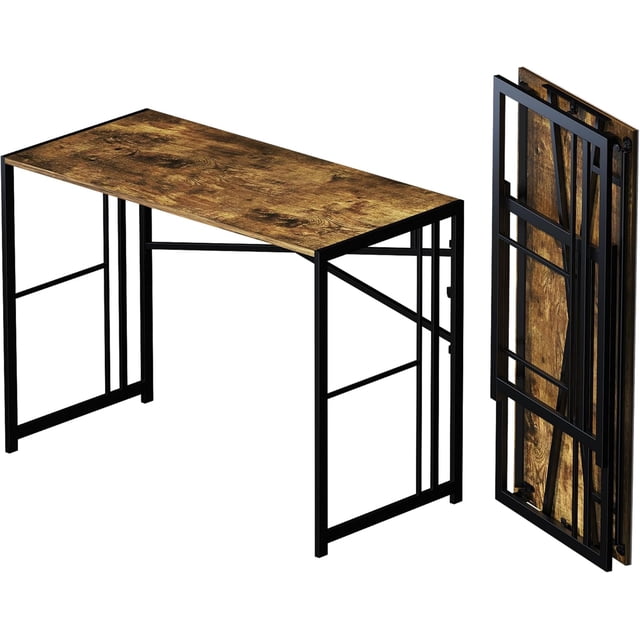 Folding Computer Desk inch Writing Gaming Computer Camping Desk No Assembly Required Home Office Table Mahogany