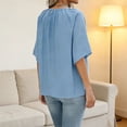 thumbnail image 4 of Luvrsol Short Sleeve Tops for Women Plus Size V-neck Linen Top with Gathered Neckline Tunic Tops Loose Fit Dressy, S-2XL, 4 of 8