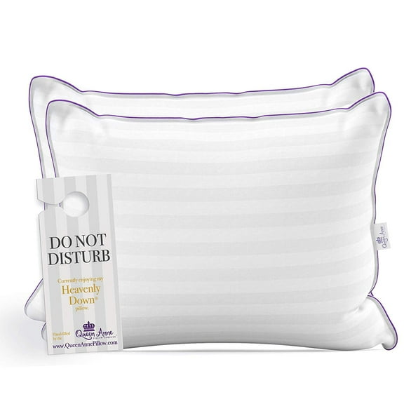 Two (2) Pack Pillows - Luxury Synthetic Down Alternative Pillows - Queen Anne Pillow Co. Majesty Down - Hypoallergenic Allergy Free Bed Pillows - Made in USA (Queen Medium)