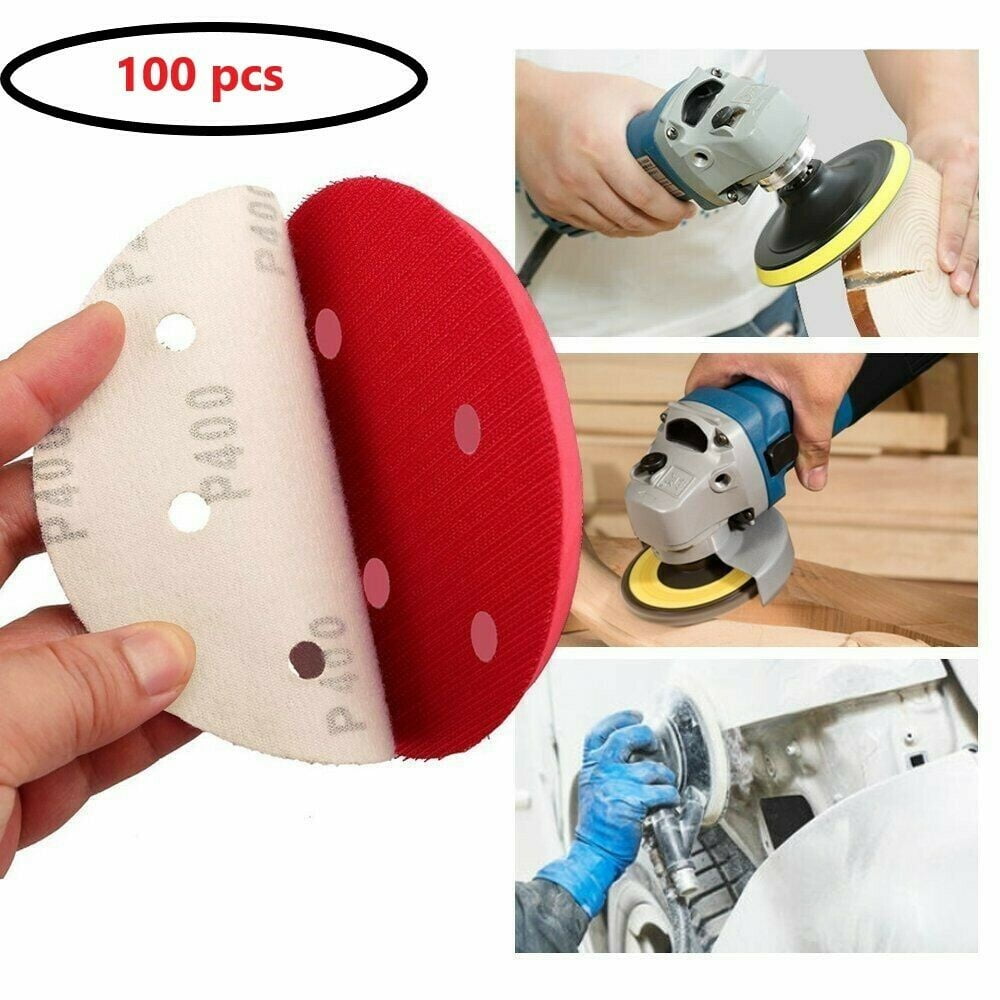 100 Pcs 5 inch 400 Grit Hook and Loop Sanding Disc for Orbital Sander