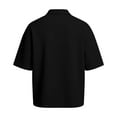 thumbnail image 5 of HVOBTTY Men's Summer Shirts Casual Solid Color Classic Short Sleeve Lapel Collar Button Down Breathable Versatile Top Black, M, 5 of 5