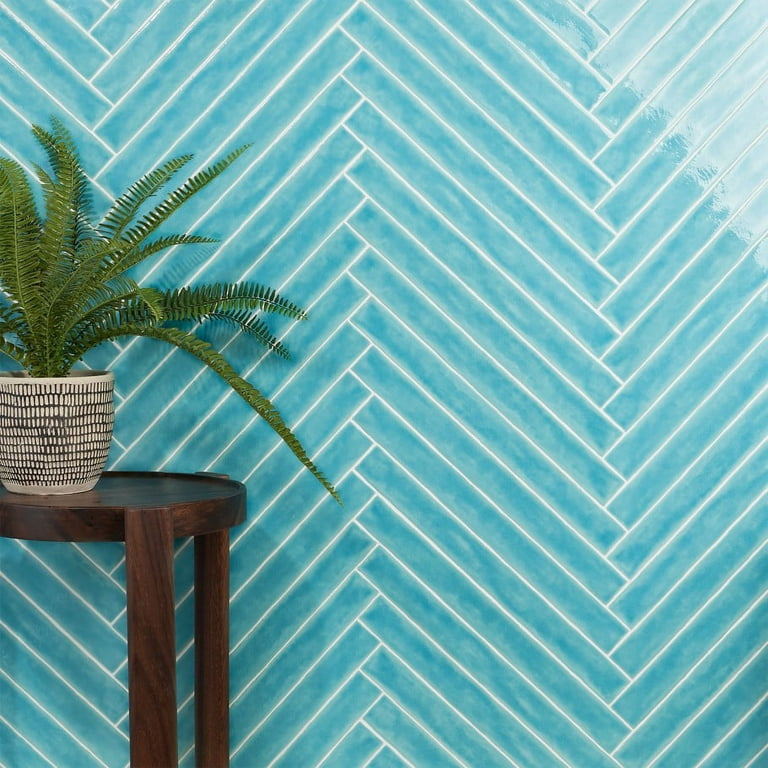 Bond Tile Capetown Turquoise 2 in. x 20 in. Polished Ceramic Wall Tile (20 pieces 5.38 Sq. Ft. / Box) Bond Tile Capetown Turquoise 2 in. x 20 in. Polished Ceramic Wall Tile (20 pieces 5.38 Sq. Ft. / Box)
