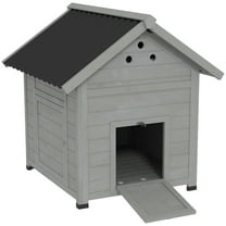 Spaco Duck Coop, Wooden Duck House with Openable Roof & Double Doors, Small Chicken Coop, Light Gray