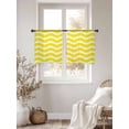 thumbnail image 5 of Yellow Moire Semi Sheer Window Curtains 54 Inches Long, Water Ripple Stripe Farmhouse Rod Pocket Voile Chiffon Curtain Light Filtering Drapes for Living Room, Kitchen, Bedroom, 52"x54", 2 Panels, 5 of 9