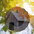 thumbnail image 2 of 3D Metal Hanging Wind Spinners - Rustic Barn Design with Autumn Trees & Concentric White Lines - Perfect for Yard & Garden Decor, 2 of 6