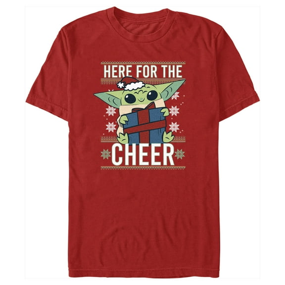 Men's Star Wars: The Mandalorian Grogu Here for the Cheer Graphic Tee Red 2X Large