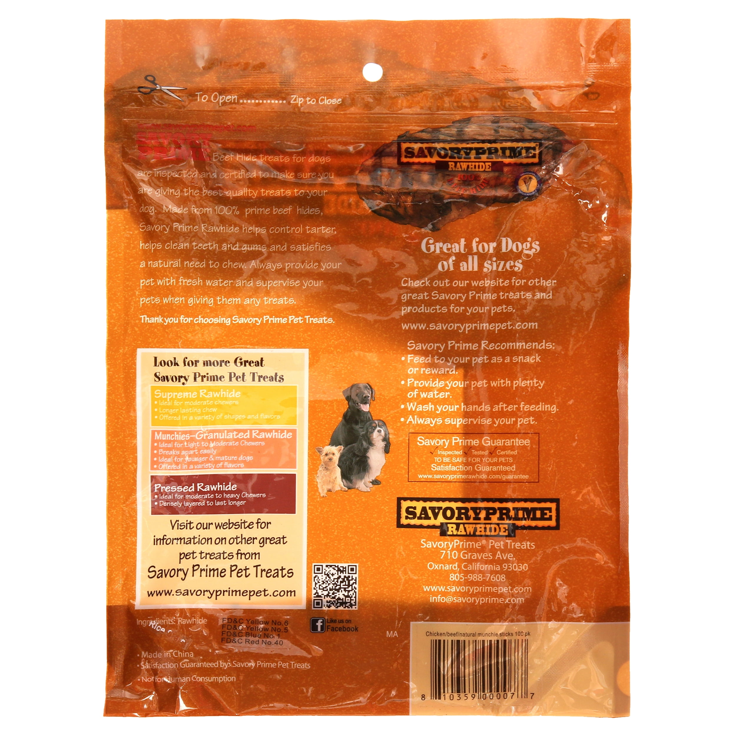 Savory Prime 5" Munchie Sticks Dog Chews, Beef & Chicken, 100 Count