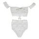 thumbnail image 2 of Conjunto de bikini blanco de encaje de ganchillo para mujer, estilo boho playero, top corto y shorts. METRO, 2 of 9