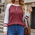thumbnail image 6 of hotojiny Long Sleeve Shirts for Women Lightweight Sweaters Fall Outfits Color Block Winter Clothing Dressy Casual Pullover(Wine,X-Large), 6 of 7