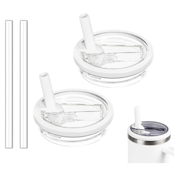 Stanley Quencher 30 oz Tumbler Replacement Flip Lid 2 Pack, BPA-Free Leakproof Splash Proof Cover for H2.0 FlowState, White