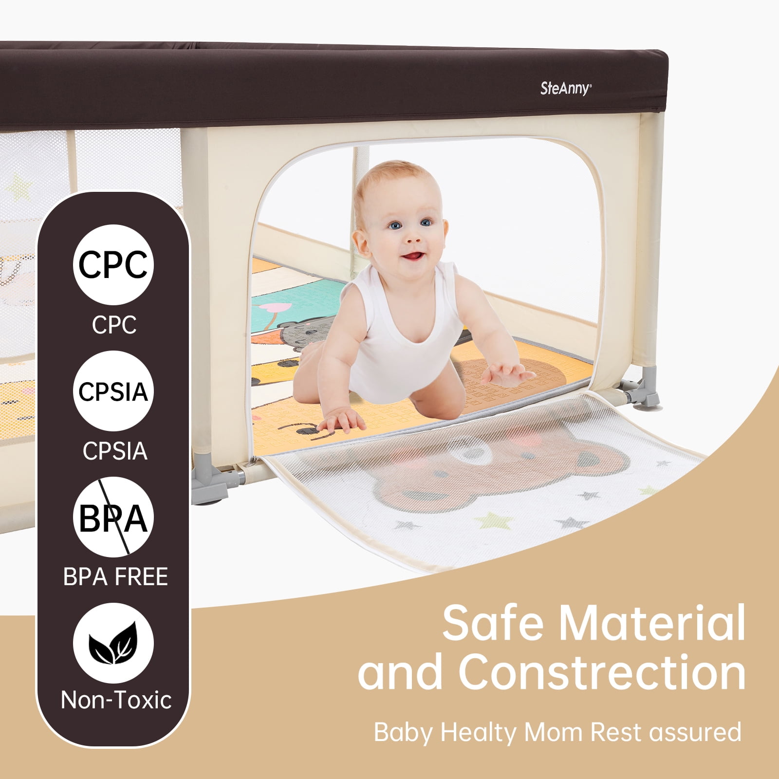 71"x79"Large Playyard, Baby Playpen with Mat, Unisex Toddlers Play Yard,Big Baby Fence with Gate