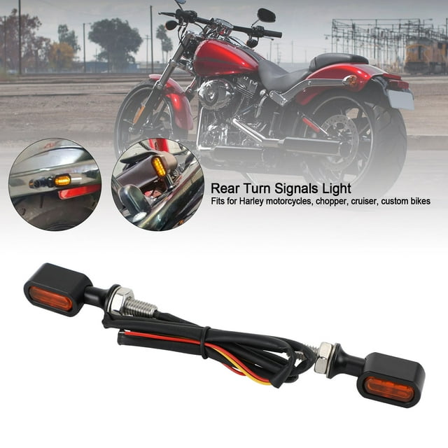 LED Rear Mini Turn Signal Indicator For Sportster Touring Dyna Black Amber