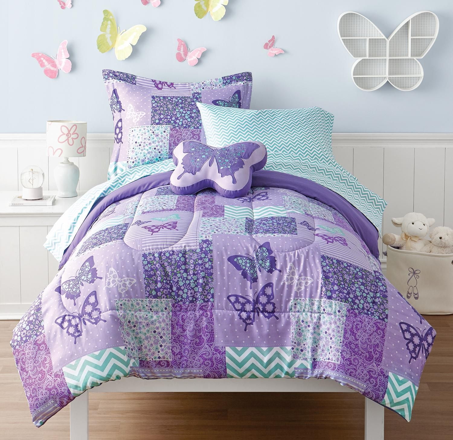 Mainstays Kids Butterfly Bed-in-a-Bag Bedding Set