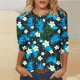 thumbnail image 1 of Xuyuer Women's Spring Summer Hawaiian Print Loose Casual Round Neck 3/4 Sleeve T-Shirt, Floral Pullover Top for Beach Vacations, Tropical Parties and Summer Holiday Style, 1 of 6