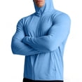 thumbnail image 5 of LEKWK Sun Shirts for Men Long Sleeve Hooded Zip Up Fishing Jacket Lightweight Quick Dry Athletic Tops Thumb Hole Slim Fit Gym Running Wear Light Blue XXL, 5 of 6