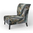 thumbnail image 3 of Designart "Ink On Stone Gold Teal Elegance" Chaise d'Appoint Abstraite Dorée - Fauteuil Moderne pour Salon, 3 of 7