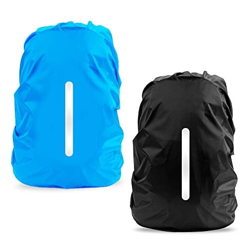 Cubierta impermeable mochila LAMA 2pcs, protector reflexivo lluvia/robo S 18L-25L Negro Azul