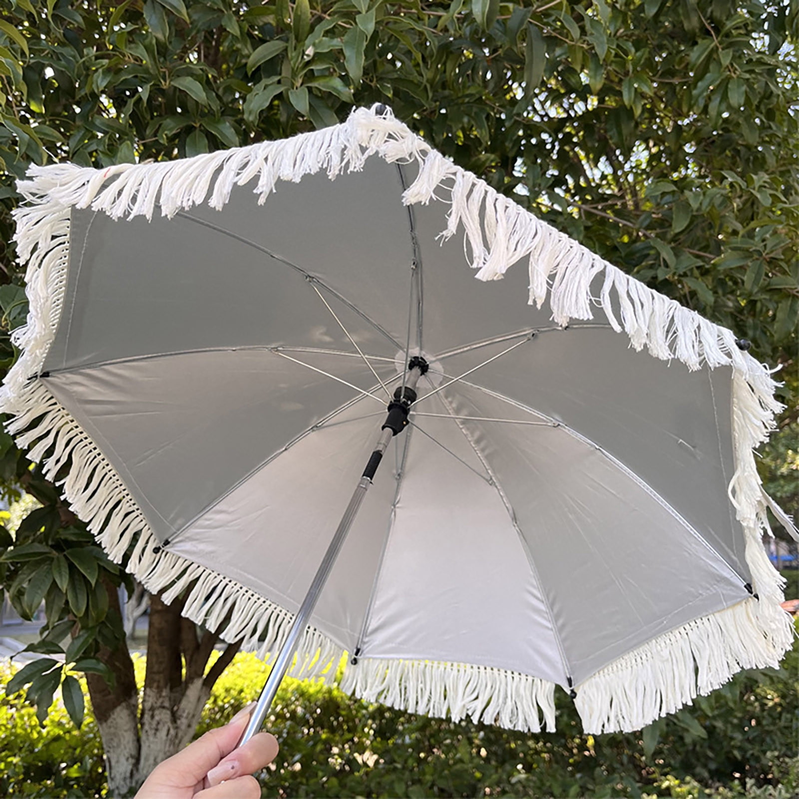 UUHYTG Baby Stroller Sun Shade Umbrella, Adjustable UV Protection Parasol with Clamp, Foldable Travel Canopy for Pram Wheelchair, Beach Chair Clip-On Sunshield