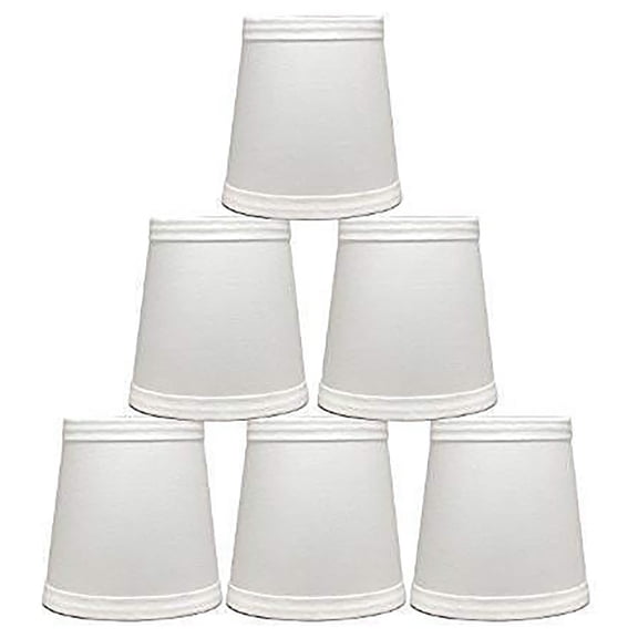 Linen Mini Chandelier Lamp Shade, Clip On, 4 inch Bottom Diameter, 4.75" Height Off White Set of 6