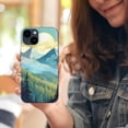 thumbnail image 5 of ONETECH Aesthetic Blue Forest Mountain Sunrise Case Compatible with iPhone 14, Minimalist Landscape Scenery Color Art Case for iPhone 14 for Teens Men and Women, Trendy Cool  Bumper Phone Case Cover, 5 of 5