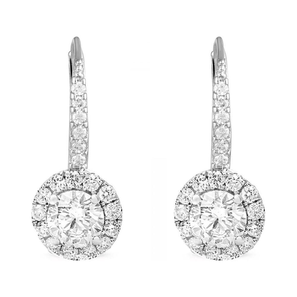 LeCalla 925 Sterling Silver Light-Weight Jewelry Cubic Zirconia Leverback Drop Earrings for Women and Teen 25MM