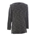 thumbnail image 2 of VELVET by Graham & Spencer Women's Ruched Crew Neck Blouse Petite Black/White, 2 of 3