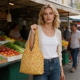 thumbnail image 4 of Bomd Reusable Shrink Grocery Bags, Colorful Flower Pattern Shopping Tote Bag, Portable Eco Handbag Multifunctional Storage Bag for Groceries Travel Beach Outdoor Daily Use Yellow, 4 of 6