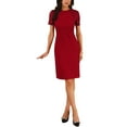 thumbnail image 2 of INSPIRE CHIC Women's Lace Sleeve Dresses Round Neck Bodycon Cocktail Knee Length Dress L Burgundy, 2 of 6