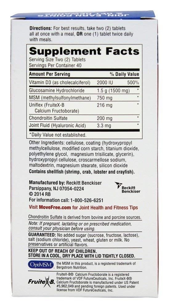 3 Pack - Move Free Advanced Plus MSM and Vitamin D3 Joint Health Supplement with Glucosamine and Chondroitin 80 ct