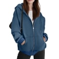 thumbnail image 5 of Zip Up Hoodie For Women Casual Long Sleeve Sweatshirts Fall Winter Track Jackets, L, 5 of 6
