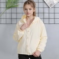thumbnail image 2 of Jinhomg Girl Sun Protection jacket Long Sleeve Zipper Hoodie Rash Guard Fishing Hiking UV Protection Outerwear with Pockets Beige,10-11 Years, 2 of 7