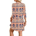 thumbnail image 4 of Hvot&aat Women's Casual Mini Dress 3/4 Elastic Cuffs Loose V Neck Swing Dresses with Pockets, 4 of 6
