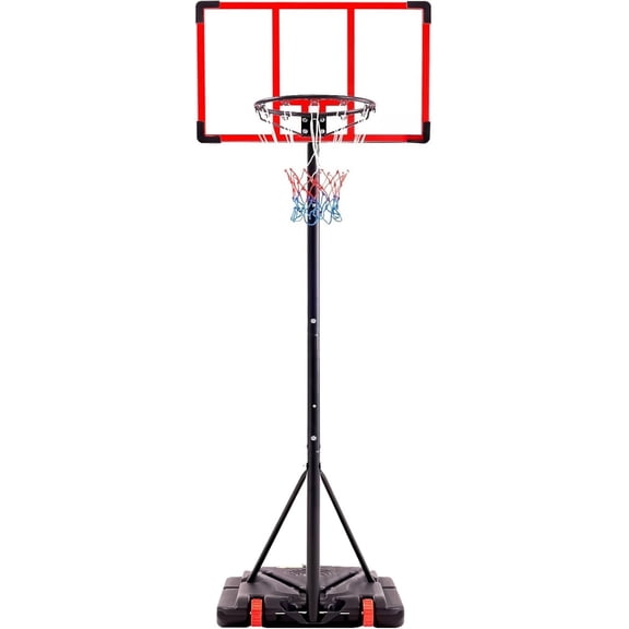 Portable Basketball Hoop Outdoor, Adjustable Basketball Hoops Goal System 44 Inch Shatterproof Backboard, Shock Absorbent Rim, Fillable Base, 2 Wheels for Swimming Pool/Backyard/Driveway