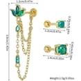 thumbnail image 2 of Emerald Green CZ Crown Threader Tassel Cartilage Screw Mini Stud Earrings Set for Women 14K Gold Plated Flower Solitaire Crystal Tragus Helix Studs Dangle Drop Earrings 20G Post Dainty Jewelry 3 Pcs, 2 of 5
